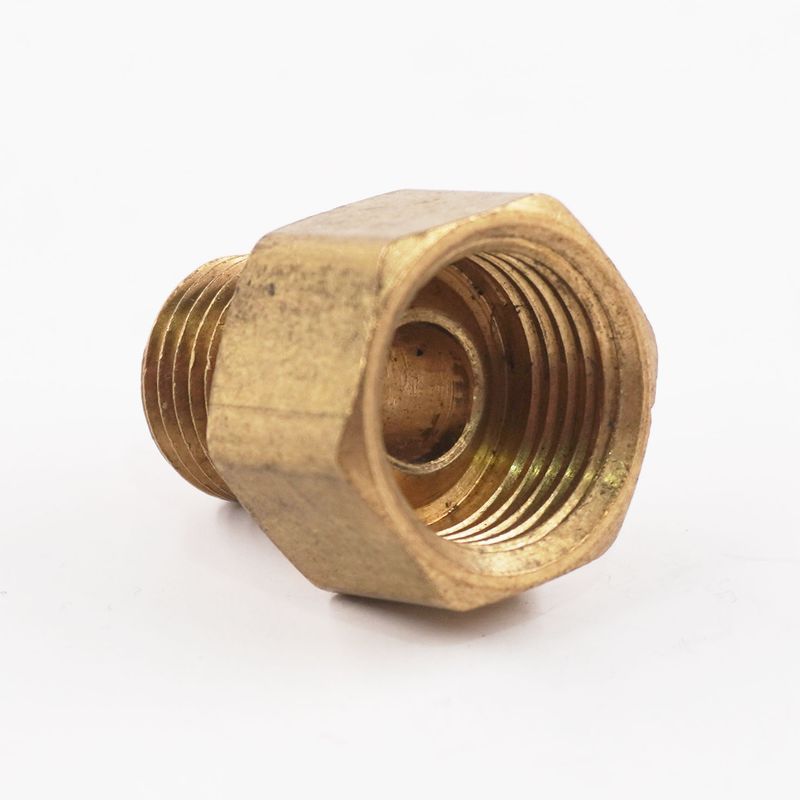 Adapter:  1/4 Male NPT x 3/8 Female Inverted Flare(5/8-18 Thread) - Brass - 202-06-04