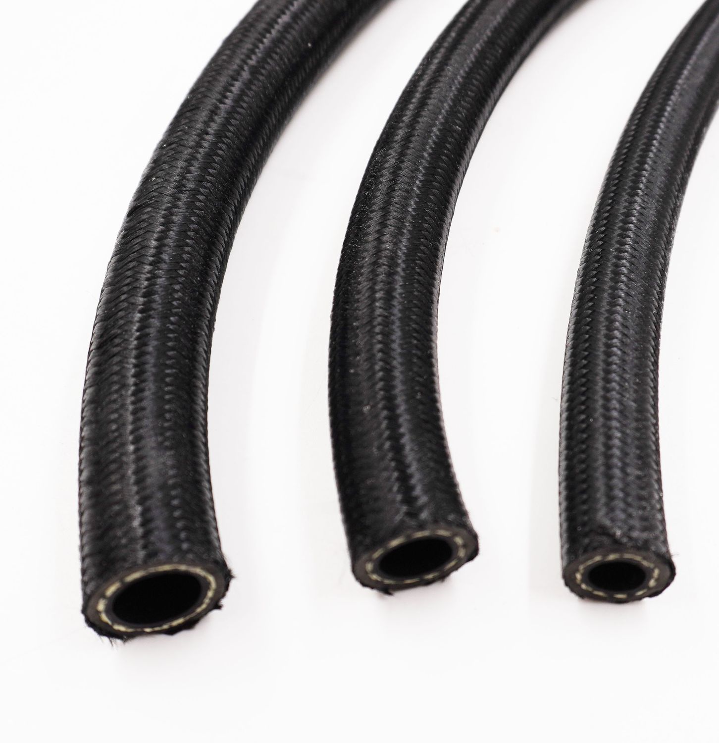 Pure Stealth Nylon Braided Reduced Barrier A/C Refrigerant Hose - Per Inch - #8 - X318550 -, Color: Stealth Black