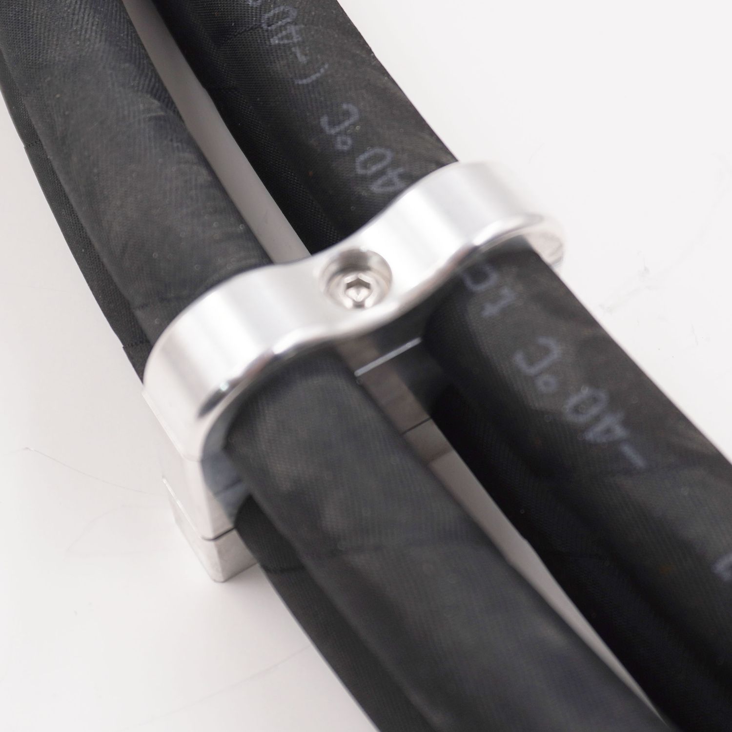 Billet Aluminum Non-Floating 4-Hose Reduced Barrier A/C &amp; Heater Line Clamp- .540&quot; x .750&quot;  x .750&quot; x .750&quot; - 8210