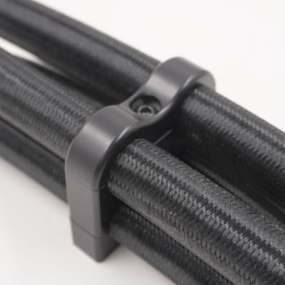 Pure Stealth Billet Aluminum Non-Floating 4-Hose Reduced Barrier A/C &amp; Heater Line Clamp- .540&quot; x .750&quot; x .750&quot; x .750&quot; - X8210