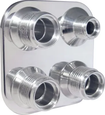 Streamline Polished 4-Port Square Bulkhead #6 - #10 - 384600-MBA