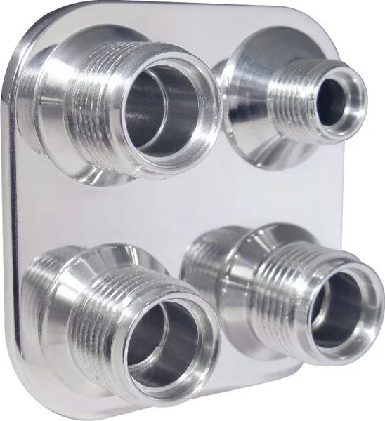 Streamline Polished 4-Port Square Bulkhead #6 - #10 - 384600-MBA
