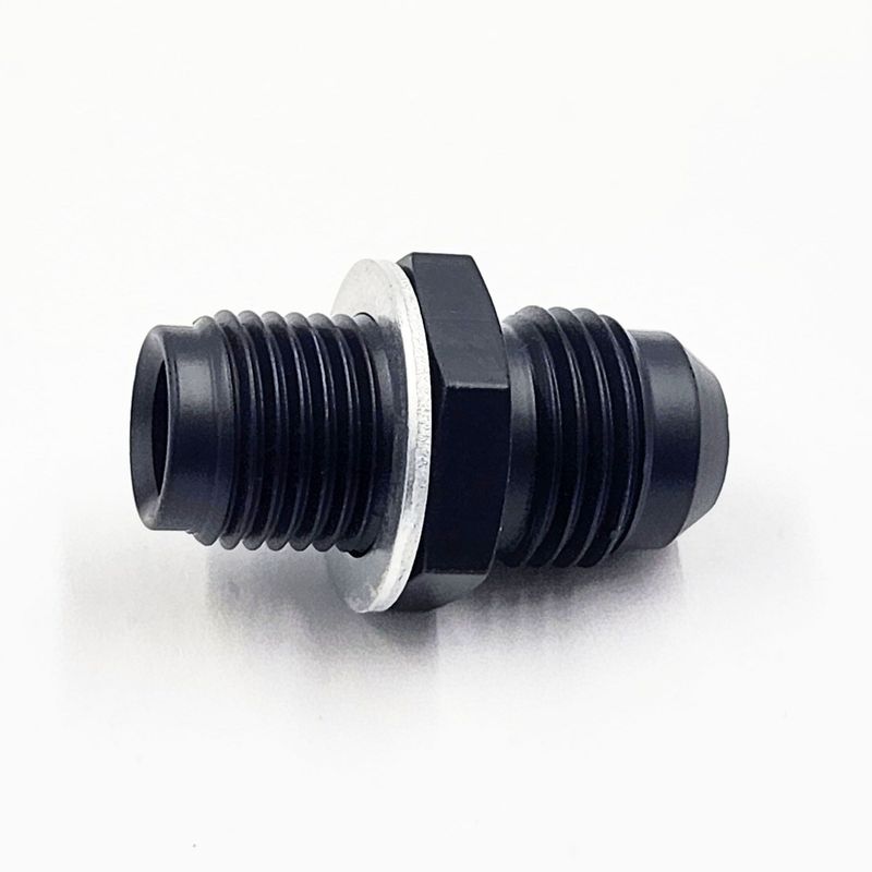 Pure Stealth Power Steering Adapter: 1/2-20 Male Thread With Washer To -6AN - (Steel) - (1 Adapter) - X11775-2