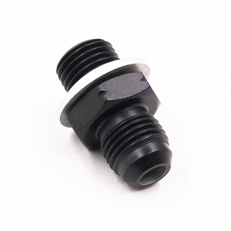 Pure Stealth Power Steering Adapter: 14MM 1.5 x -6 AN - Includes Crush Washer &amp; TFE O-Ring - (Steel) - (1 Adapter) - X11785-14