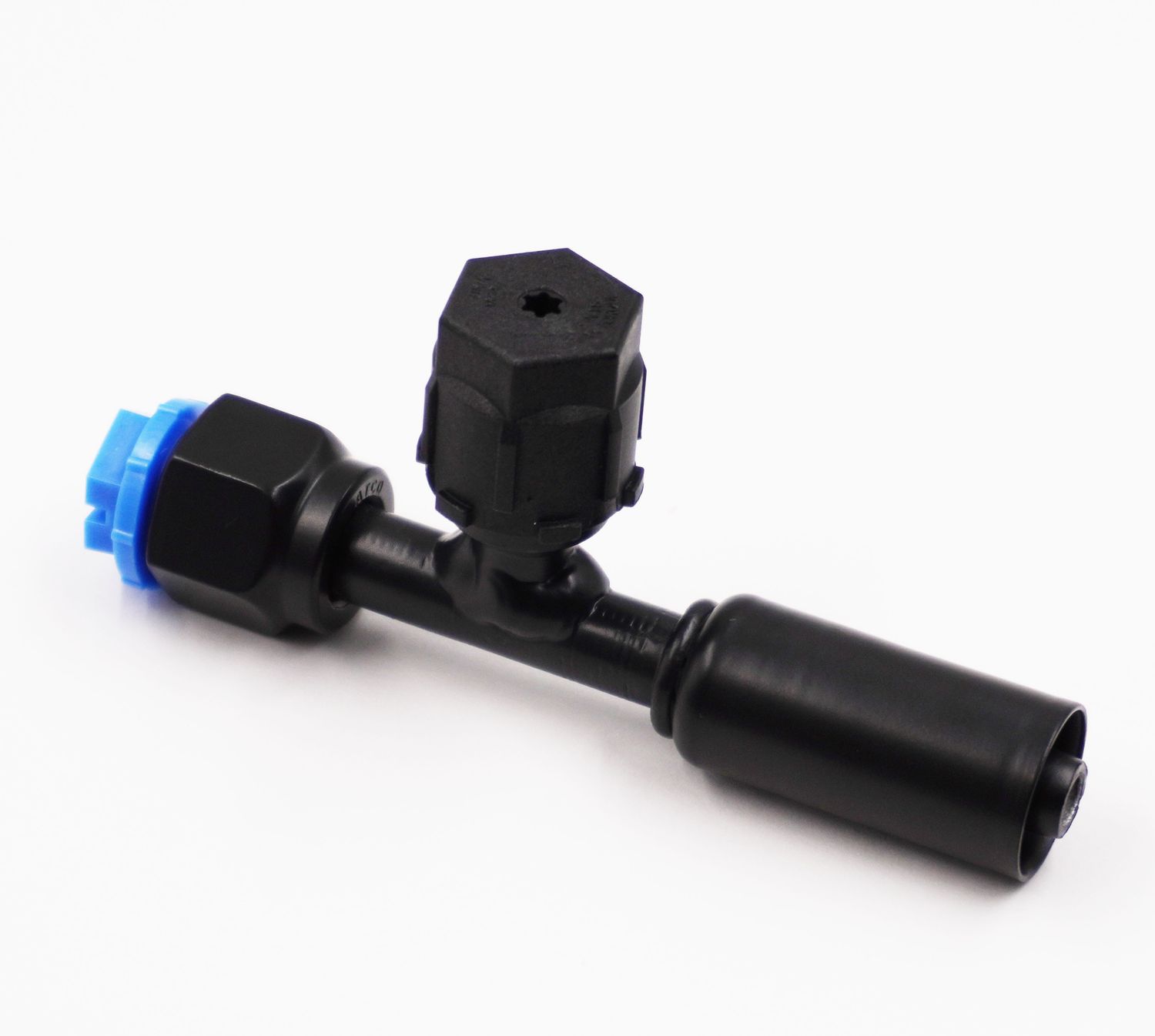 Pure Stealth Black Reduced Barrier Beadlock Hose End Fittings with Service Port - Straight, Size: #6 - X355110