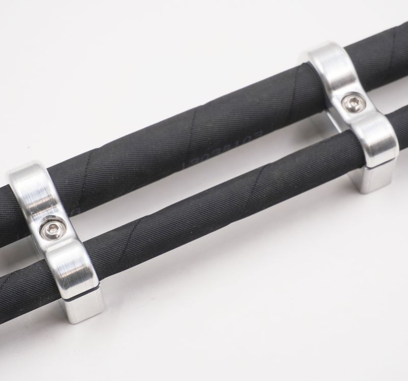 Billet Aluminum Non-Floating Double #6 &amp; #10 Reduced Barrier A/C Line Clamp - .750" x .540" - 8203