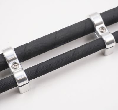 Billet Aluminum Non-Floating Double #6 &amp; #10 Reduced Barrier A/C Line Clamp - .750" x .540" - 8203