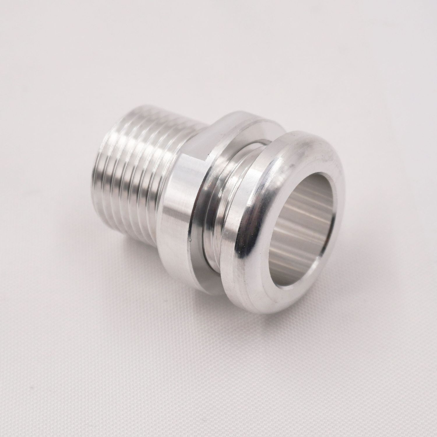 Reduced Barrier &amp; E-Z Clip A/C Aluminum Pass Through Grommet with Lock Nut: #6 (Machine Finish)- 15125