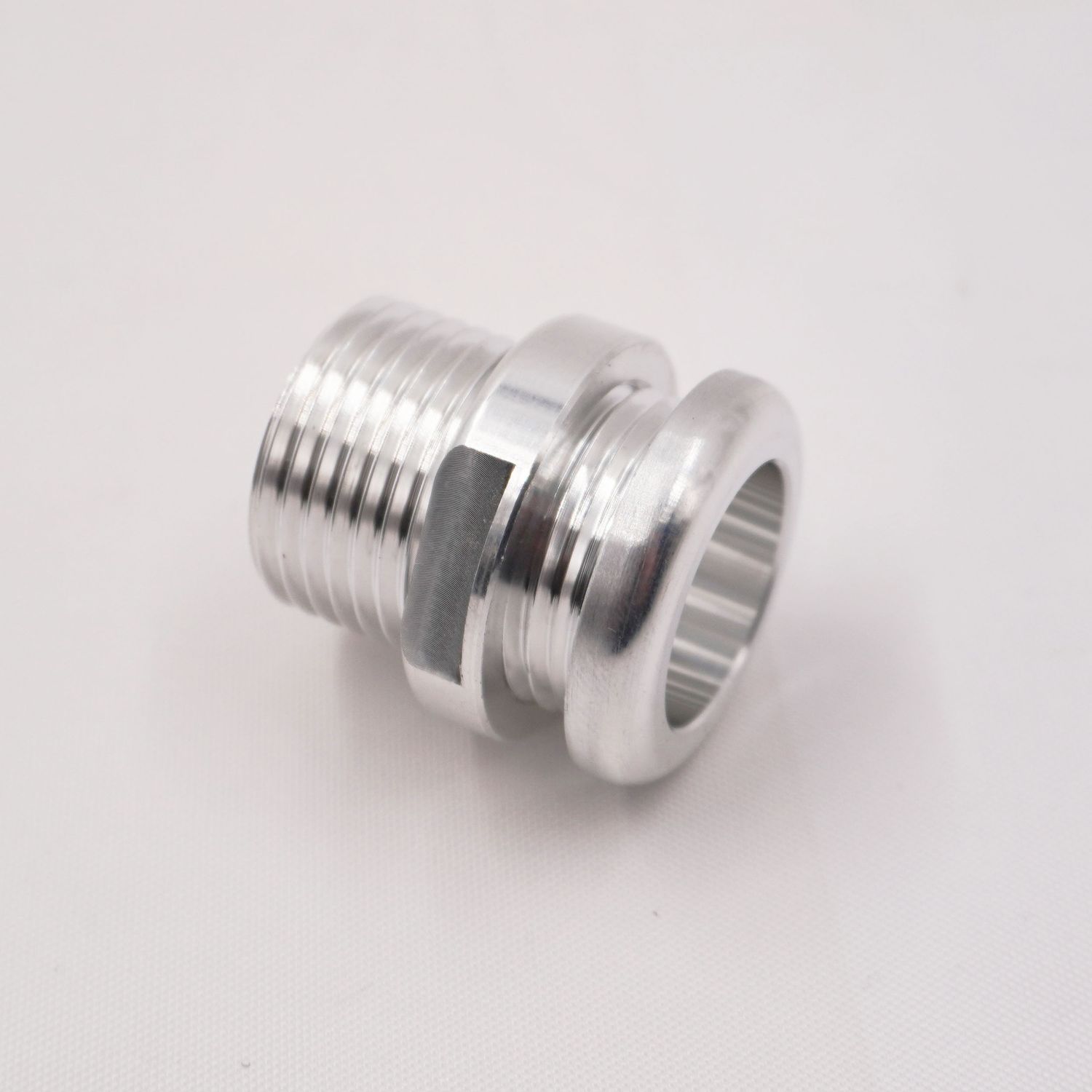 Reduced Barrier &amp; E-Z Clip A/C Aluminum Pass Through Grommet with Lock Nut: #8 (Machine Finish)- 15135