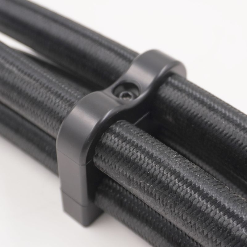 Pure Stealth Billet Aluminum Non-Floating 4-Hose Reduced Barrier A/C &amp; Heater Line Clamp- .540" x .750" x .750" x .750" - X8210