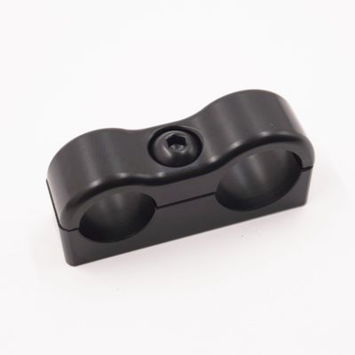 Pure Stealth Billet Aluminum Non-Floating Double  #6 &amp; #8 Reduced Barrier A/C Line Clamp -.650" x .540" - X8207