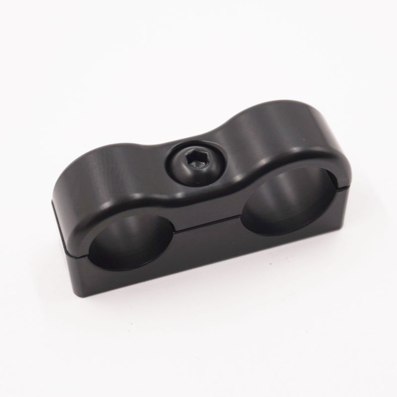 Pure Stealth Billet Aluminum Non-Floating Double  #6 &amp; #8 Reduced Barrier A/C Line Clamp -.650" x .540" - X8207