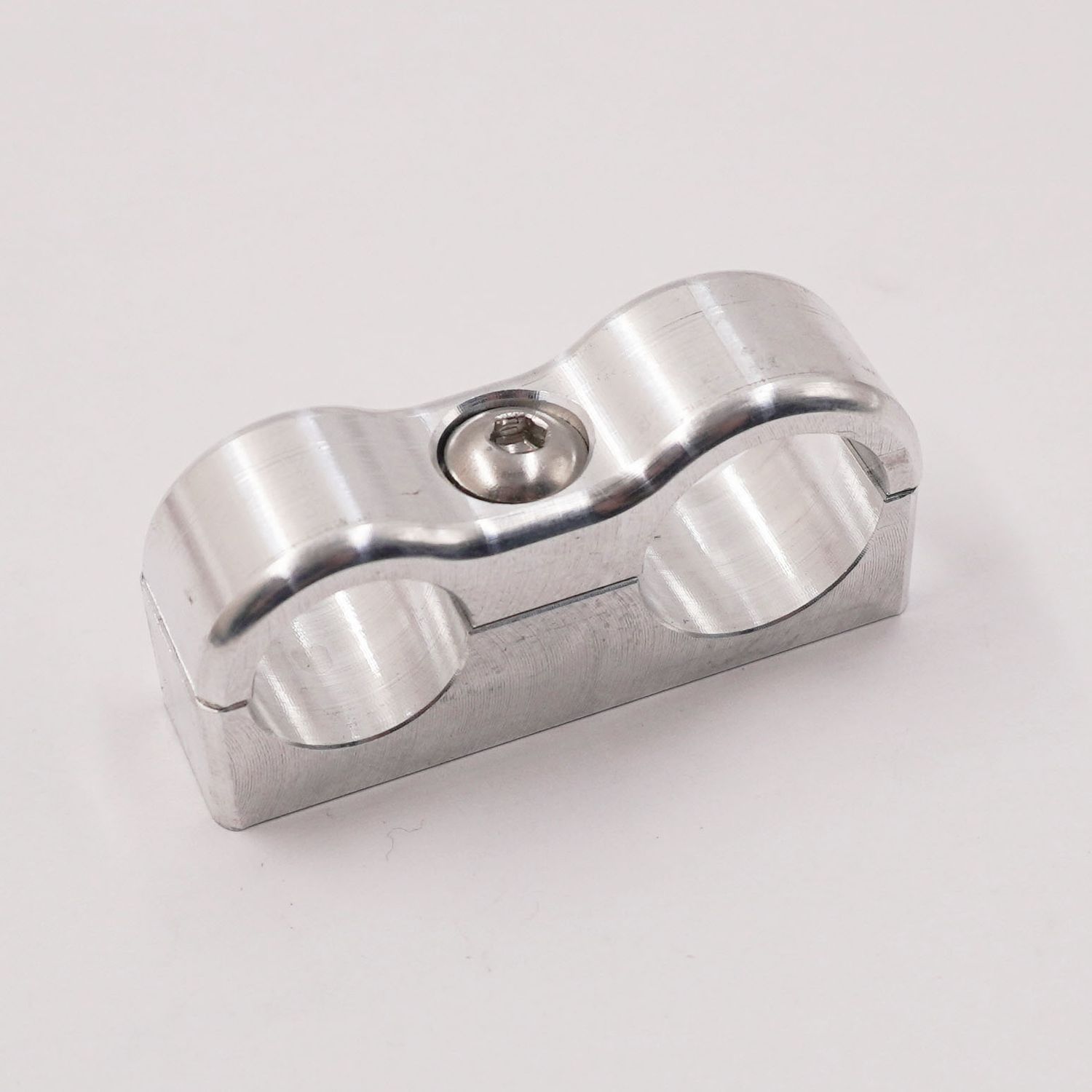 Billet Aluminum Non-Floating Double  #6 &amp; #8 Reduced Barrier A/C Line Clamp -.650" x .540" - 8207