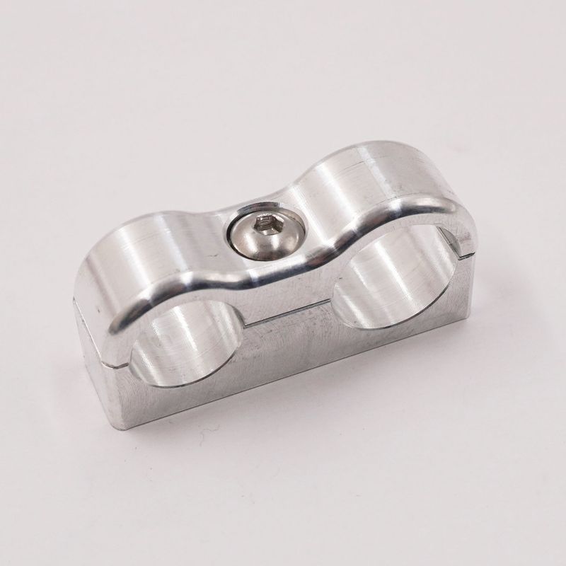Billet Aluminum Non-Floating Double  #6 &amp; #8 Reduced Barrier A/C Line Clamp -.650" x .540" - 8207