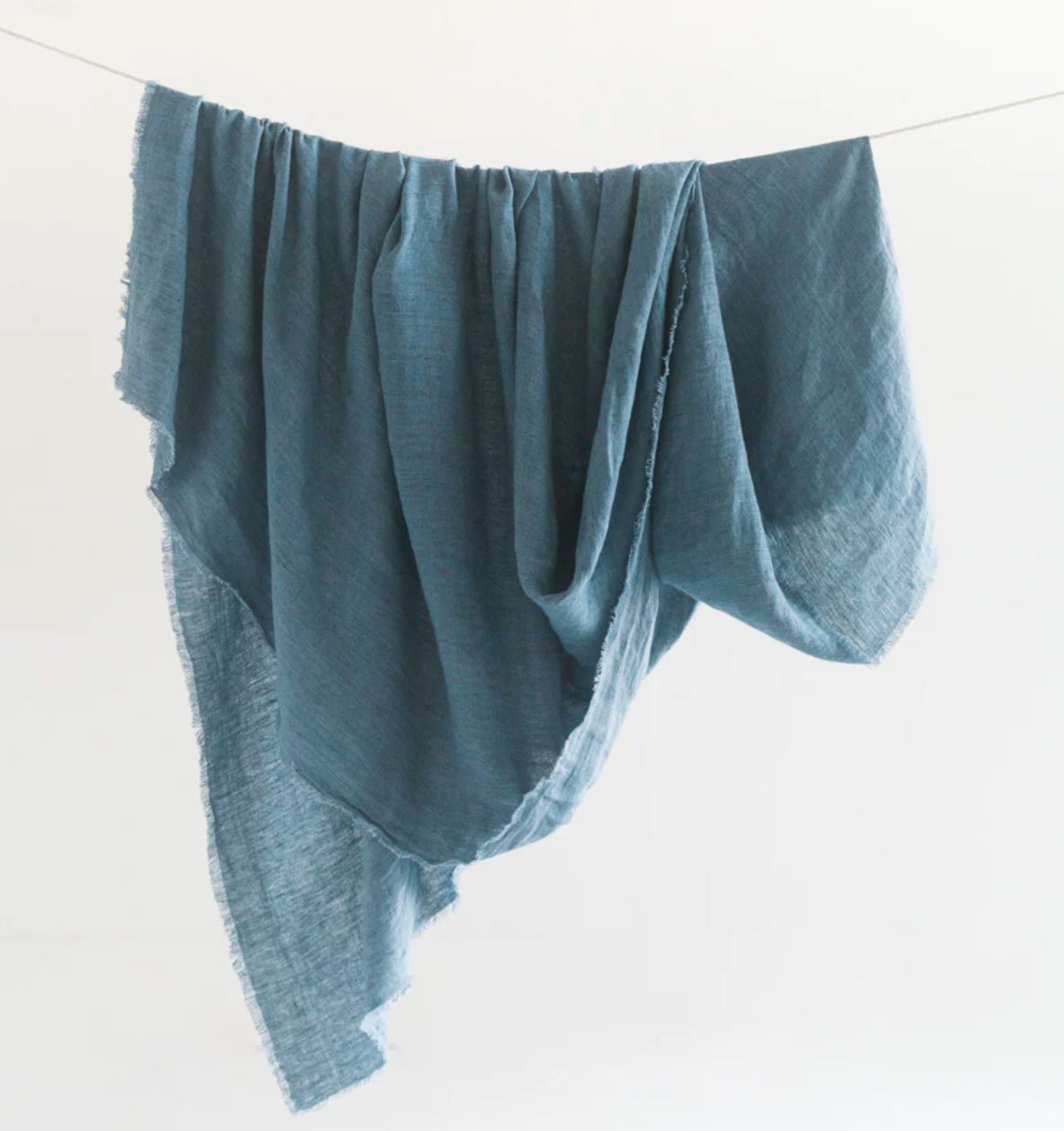 STONE WASHED LINEN THROW - DENIM
