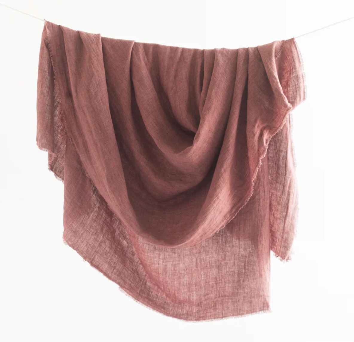 STONE WASHED LINEN THROW - ROSE