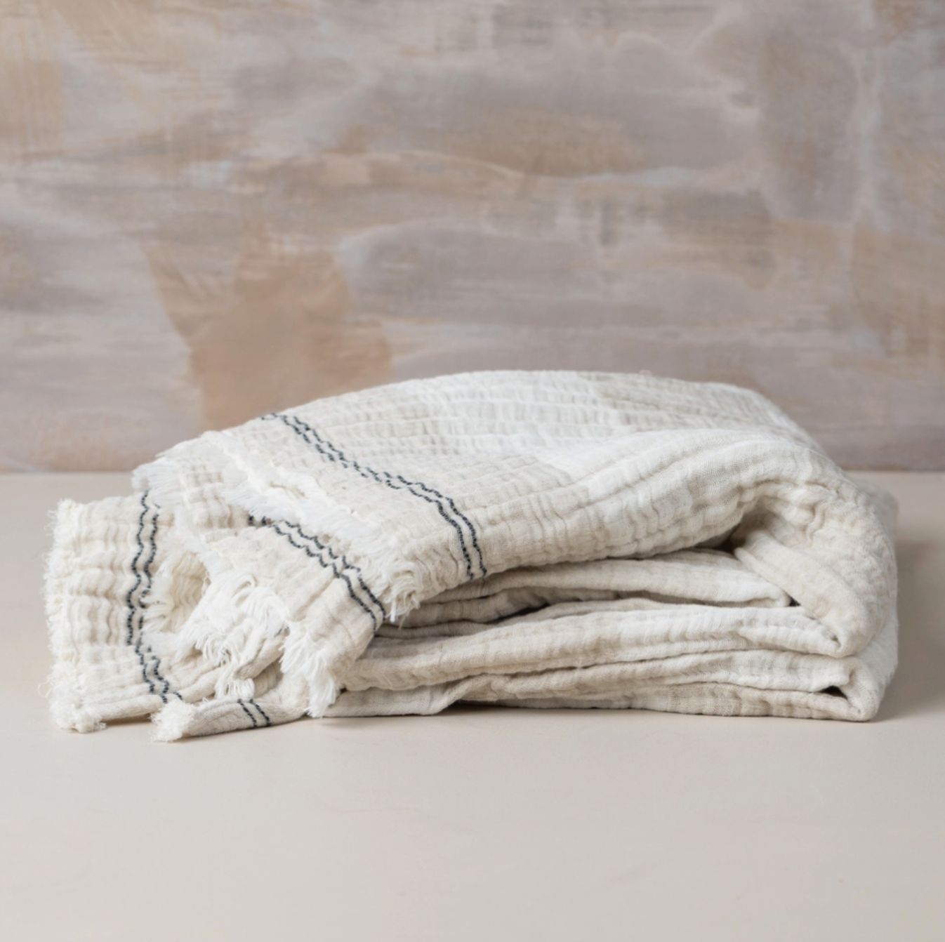 ENES LINEN BED COVER - NATURAL