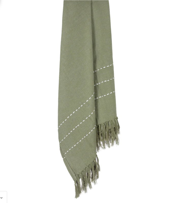 AMIRAH LINEN THROW OLIVE