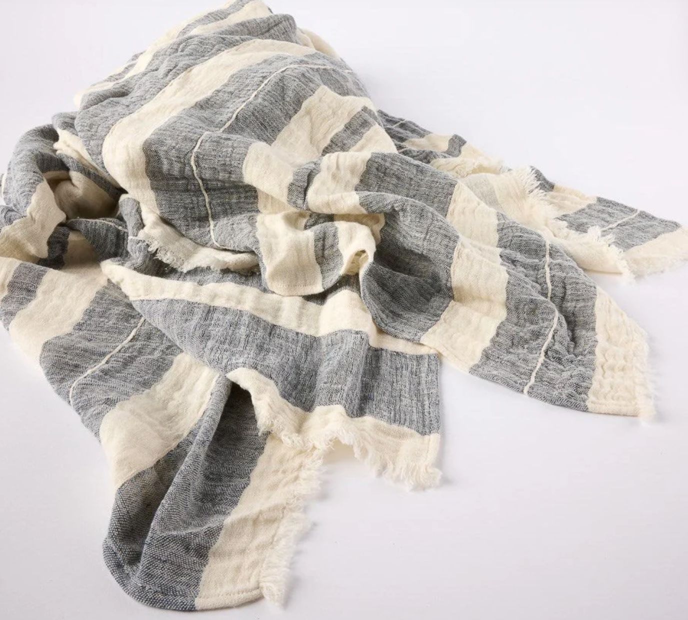 LIDO THROW - WHITE/NAVY