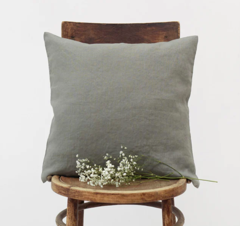 KHAKI LINEN CUSHION 20X20