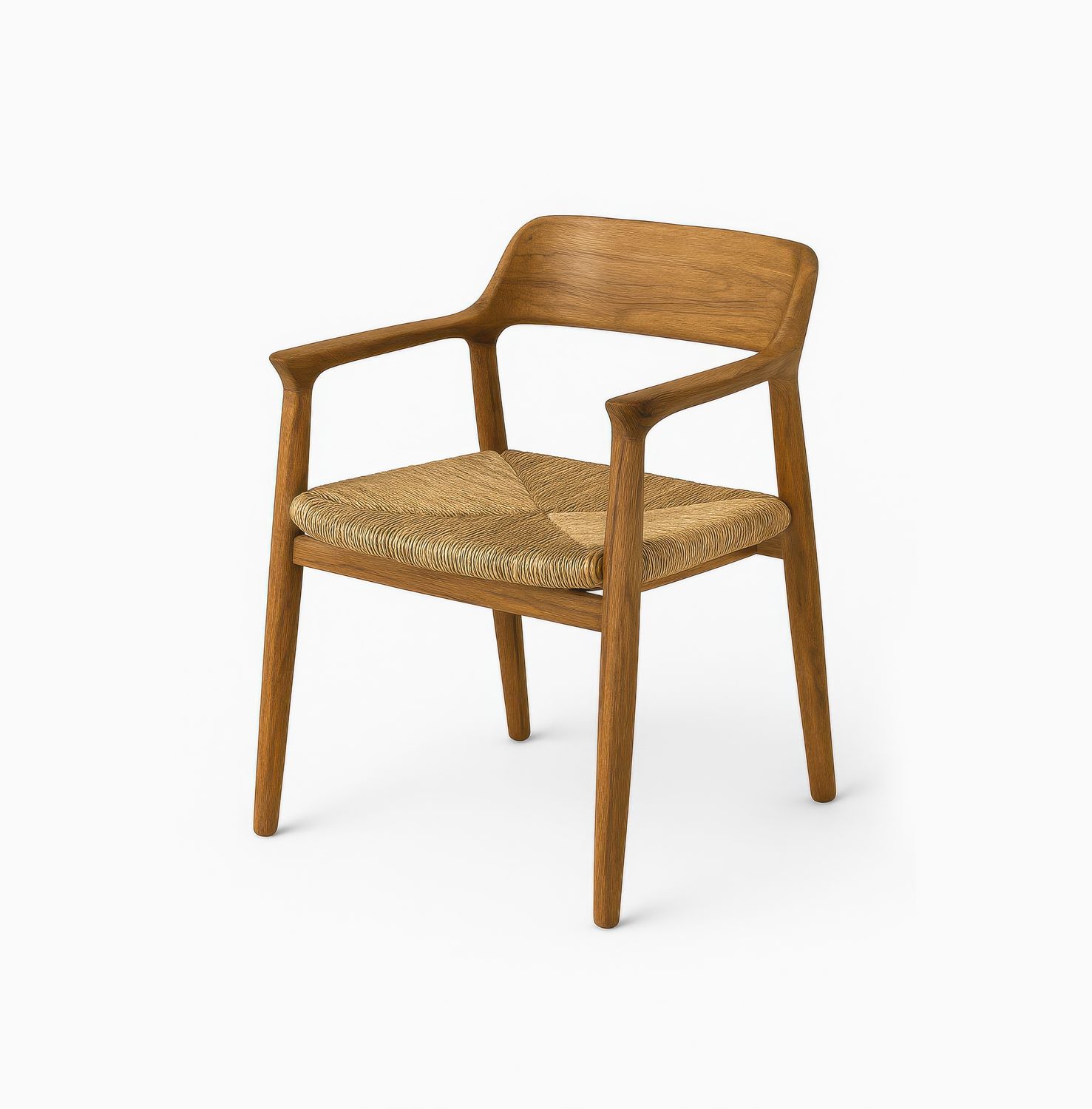 TEAK AND BANANA LEAF DINING CHAIR