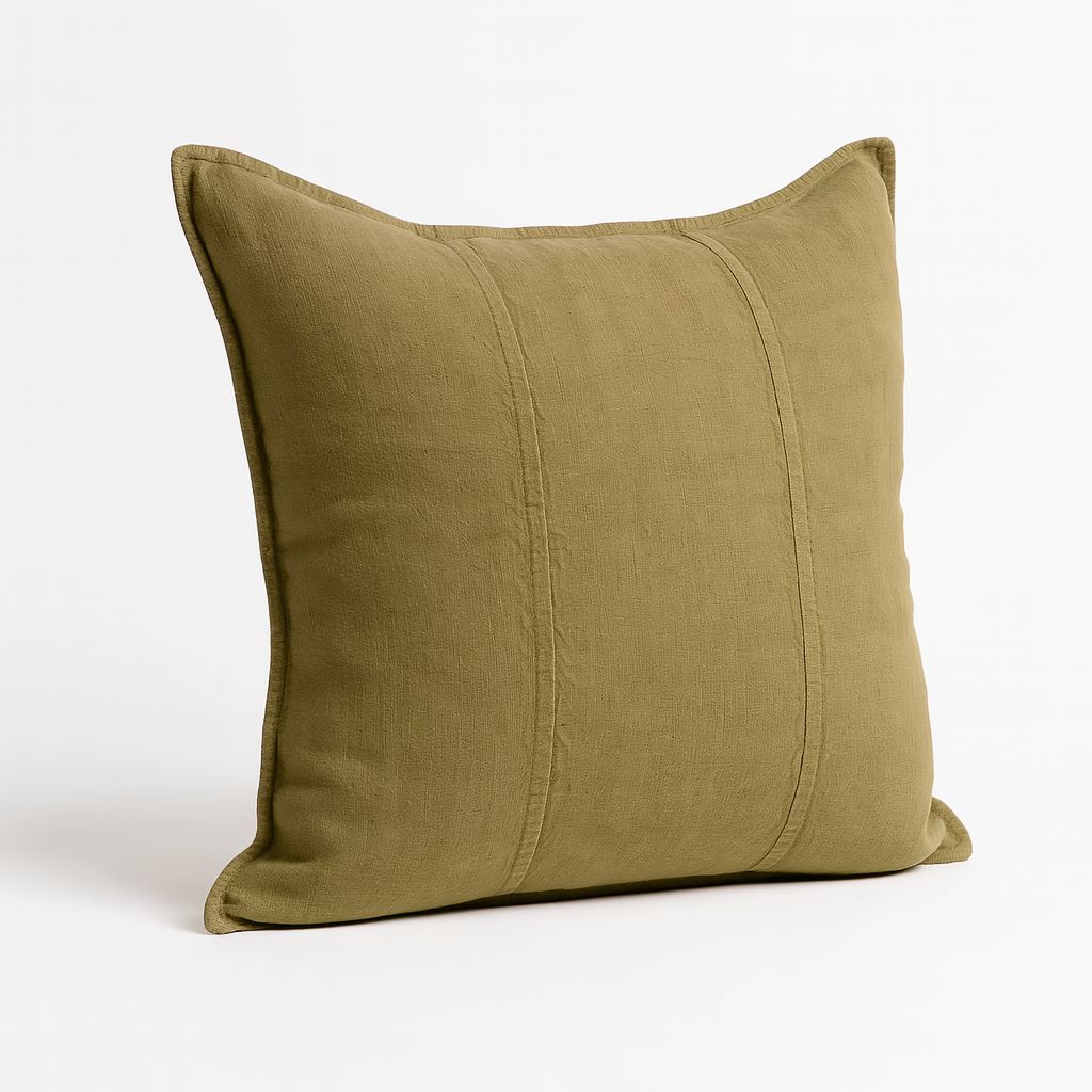 LUCA LINEN CUSHION - OLIVE 24X24