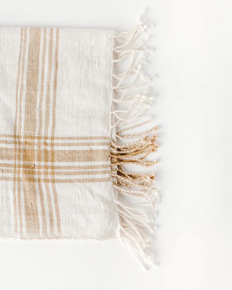 CABIN HATCH COTTON THROW BLANKET - BEIGE