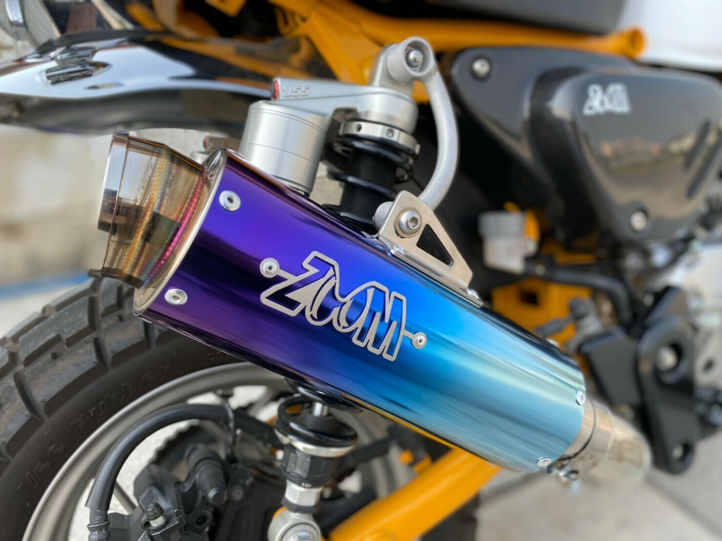 ZoOM Exhaust TITANIUM Blue Honda monkey 125 Full System Low Mount