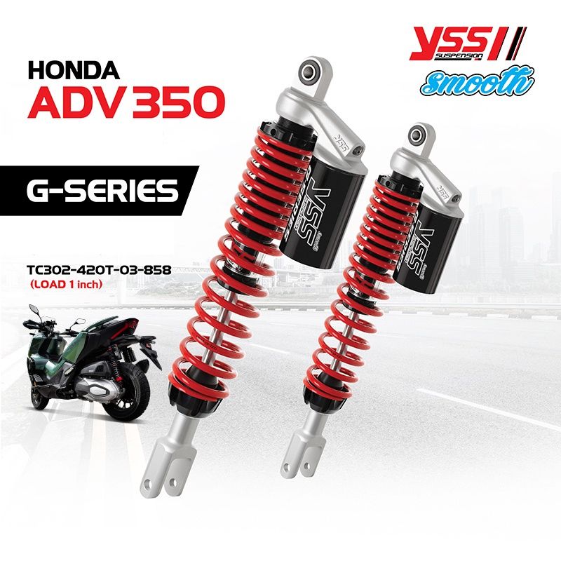 YSS Rear Gas Shock Suspension 420MM LOAD 1&quot; Adjustable G-SERIES Honda ADV 350 2022-2025 TC302-420T-03-858 / TC302-420T-03-889