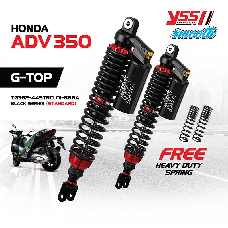 YSS Rear Gas Shock Suspension 455MM Adjustable G-TOP Honda ADV 350 2022-2024 TG362-445TRCL-01-888A