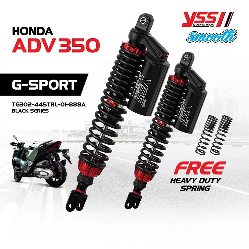 YSS Rear Gas Shock Suspension 455MM Adjustable G-TX Honda ADV 350 2022-2024 TG302-445TRL-01-888A