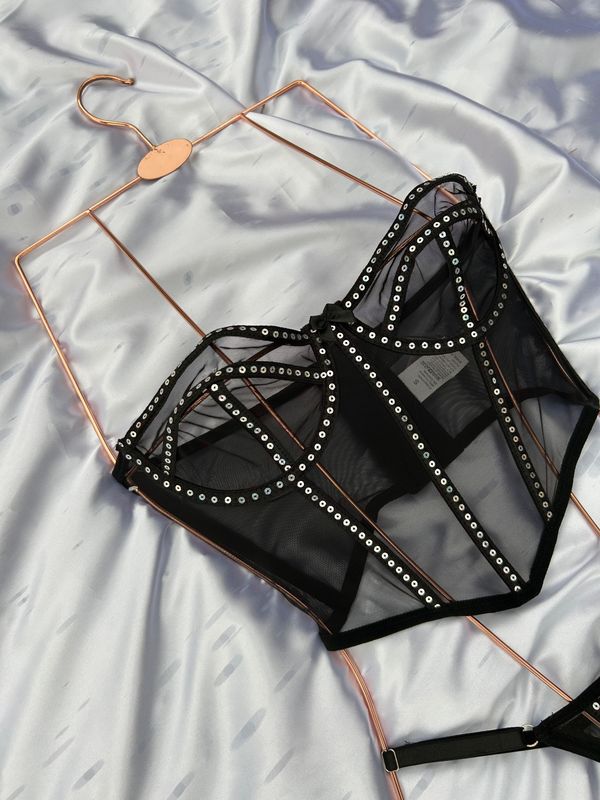 Midnight Sparking 2 Piece Corset Lace Set !