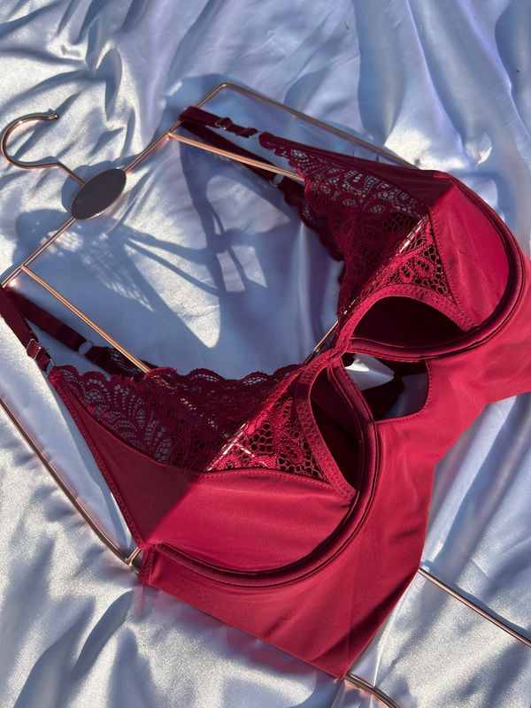 Wine Kiss Lace: Deep Red Lace Panty with a Romantic and Alluring Design