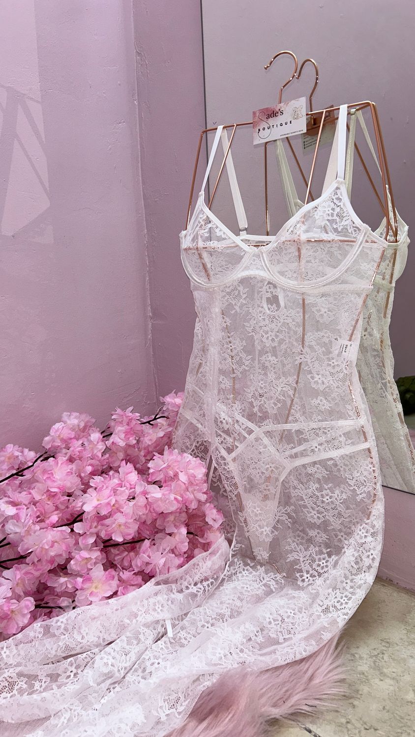 White bridal long dress set