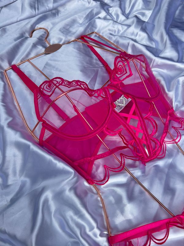 Pink heart corset two set.
