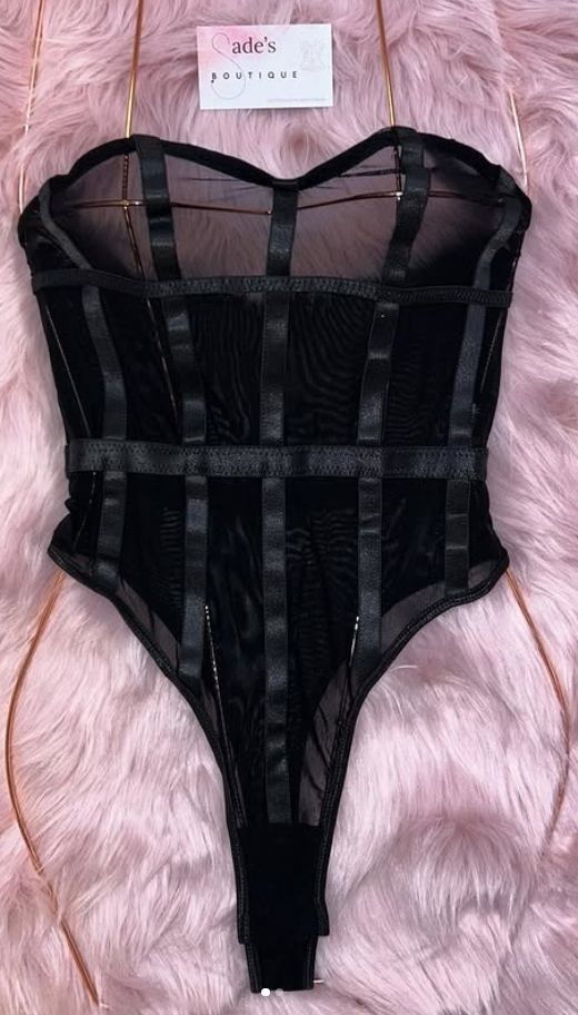 black strapless bodysuit