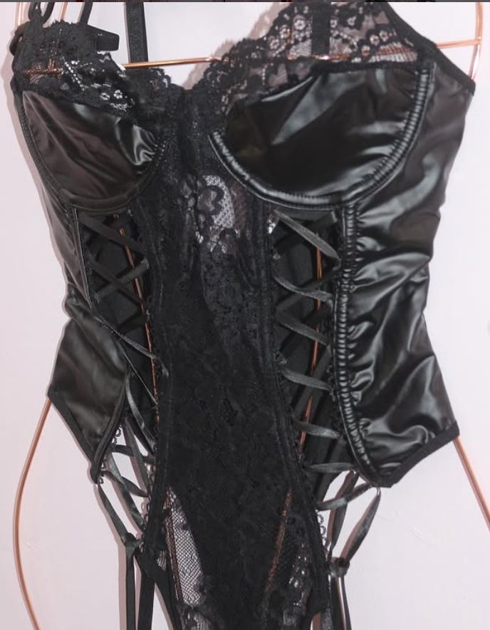 Black sexy lace bodysuit