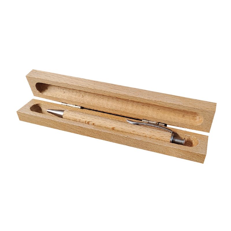 Holzkugelschreiber mit Etui (Buche) inkl. Gravur (10er-Pack)