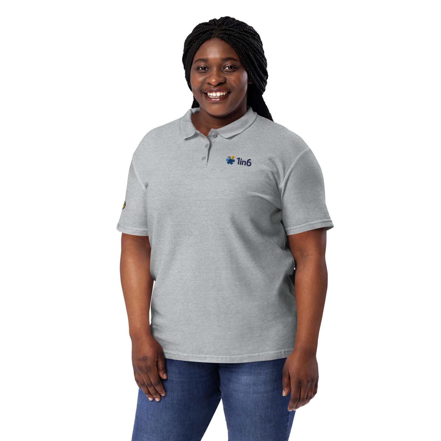 Women’s Pique Polo Shirt - 1in6 (White &amp; Grey)