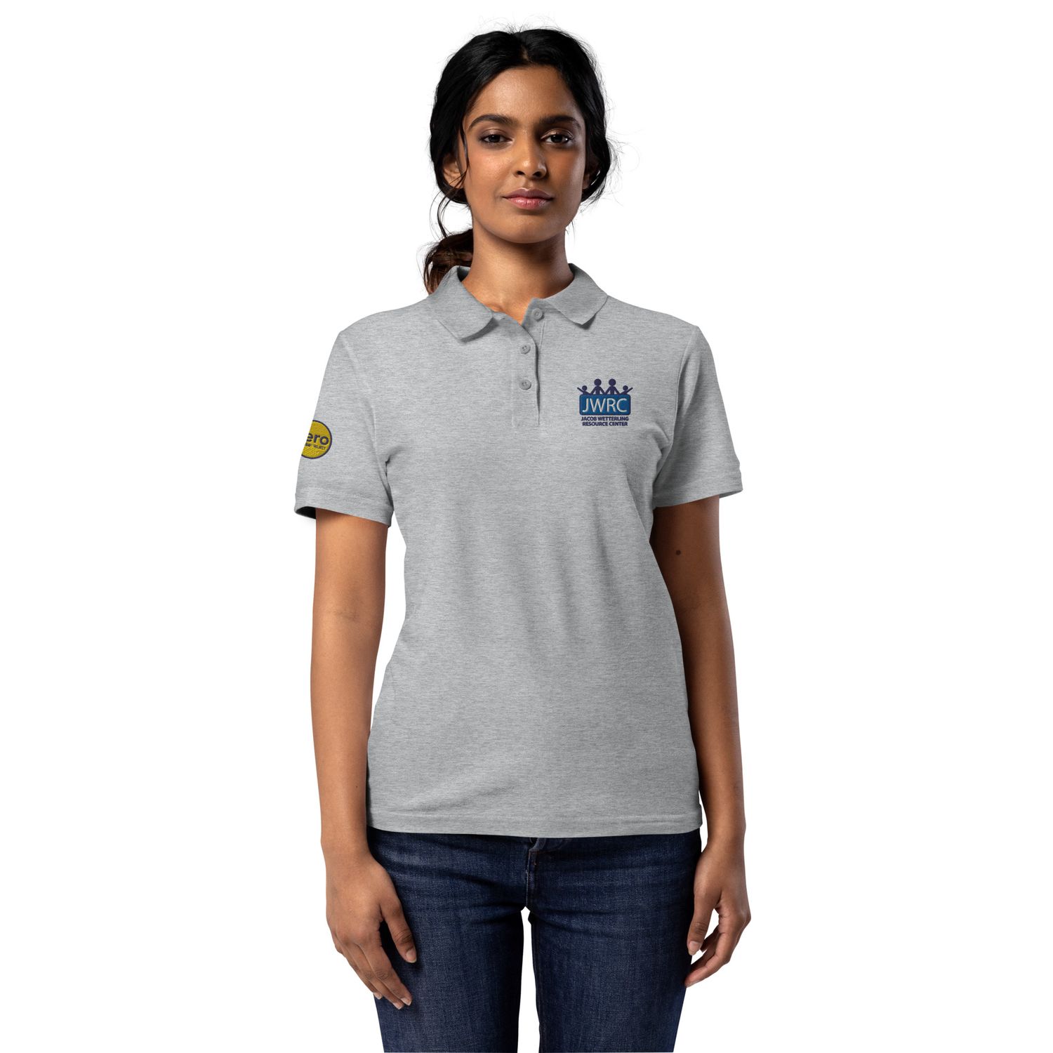 Women’s Pique Polo Shirt - JWRC (White &amp; Grey)