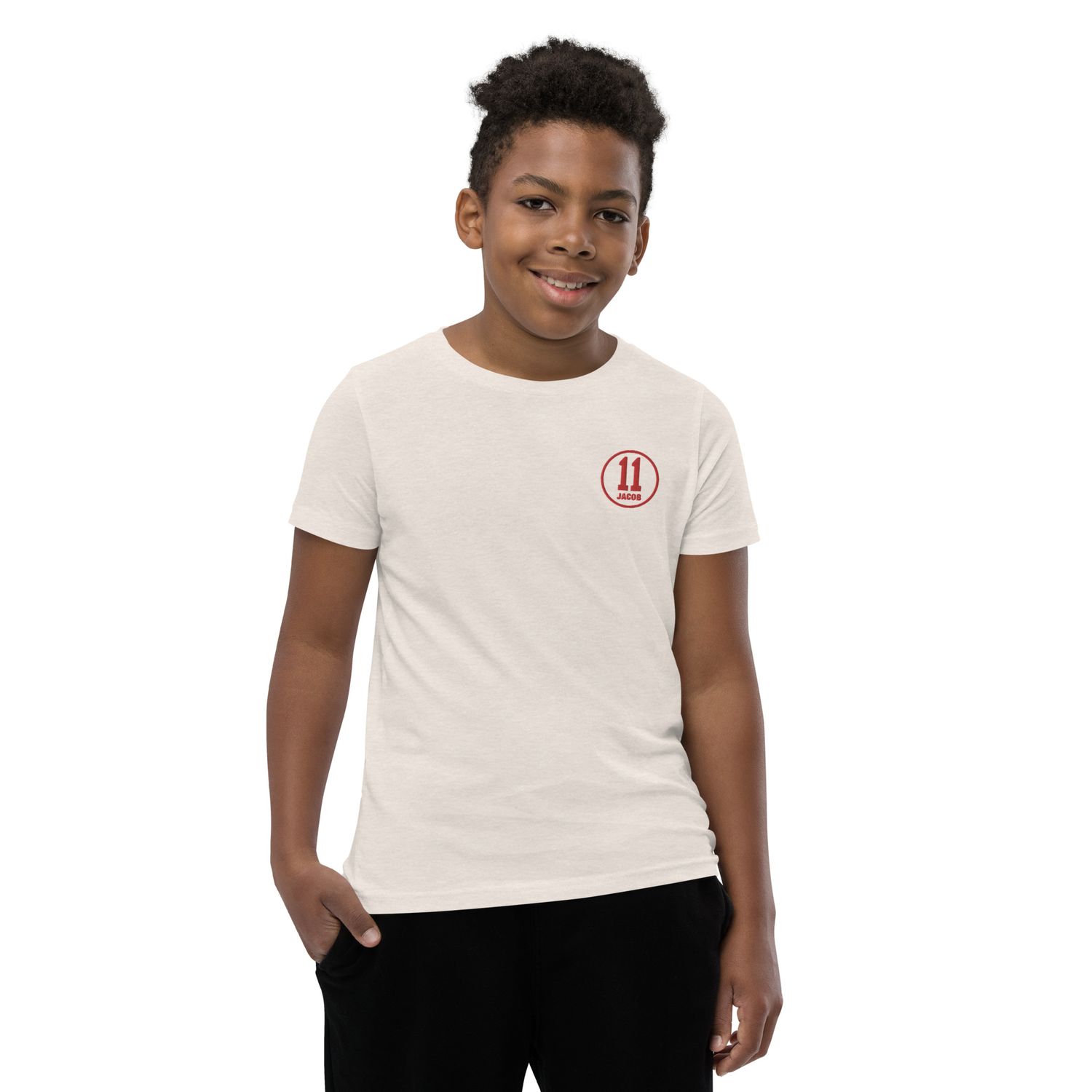 Youth Short Sleeve T-Shirt - 11forJacob Embroidered Patch