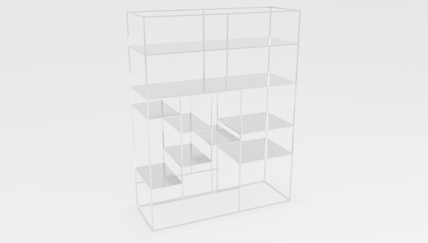 Libreria Moderna in Acciaio Elegante – Design Minimalista per Ambienti di Lusso