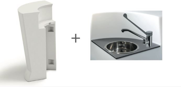 Bancone Marvy 65 cm angolo con kit lavamani con luce LED OUTDOOR con cavo