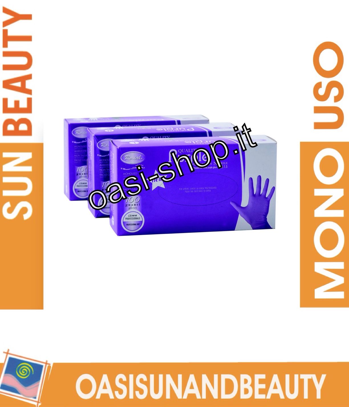 M Guanti ro.ial PURPLE QUALITY  dispenser in nitrile non talcati  100pz