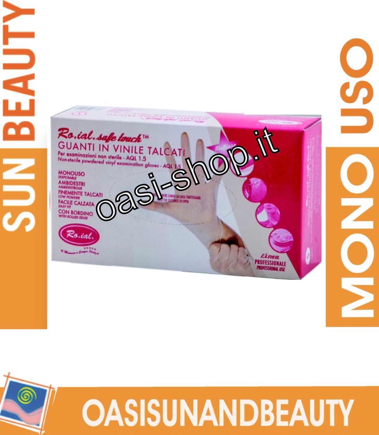 M Guanti dispenser in vinile talcati 100pz  Ro.ial