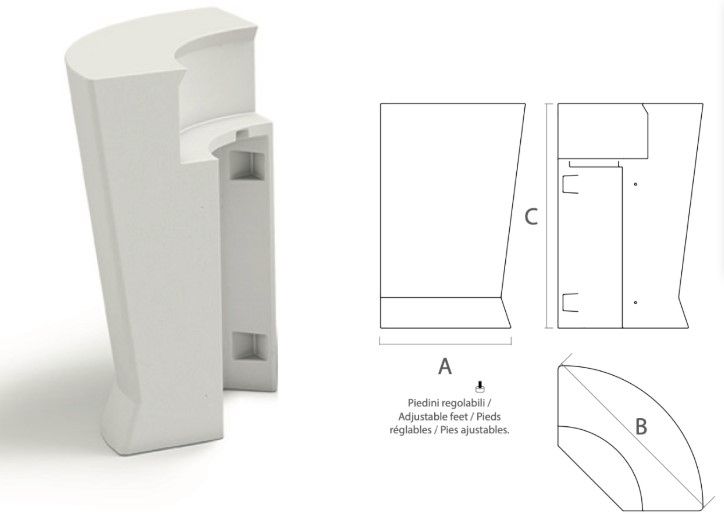 Bancone Marvy 65 angolo con luce LED OUTDOOR RGBW con cavo