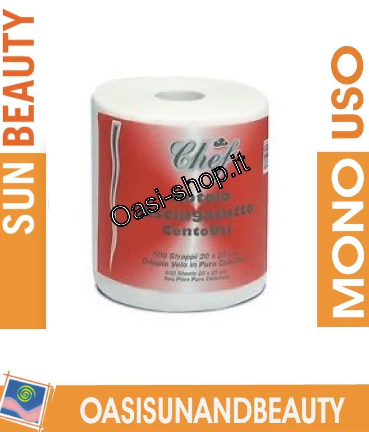 Carta Asciugamani  1 Bobina 500 Strappi Pura Cellulosa Rotoli Industriali