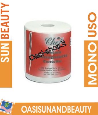 Carta Asciugamani  1 Bobina 500 Strappi Pura Cellulosa Rotoli Industriali