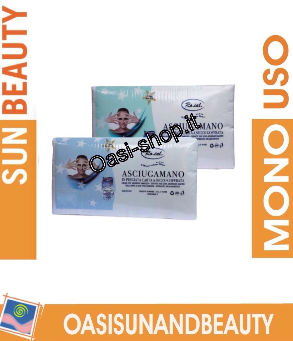 Asciugamano monouso qualità 5 stelle Ro.ial carta a secco goffrato cm 45x80 100 pz