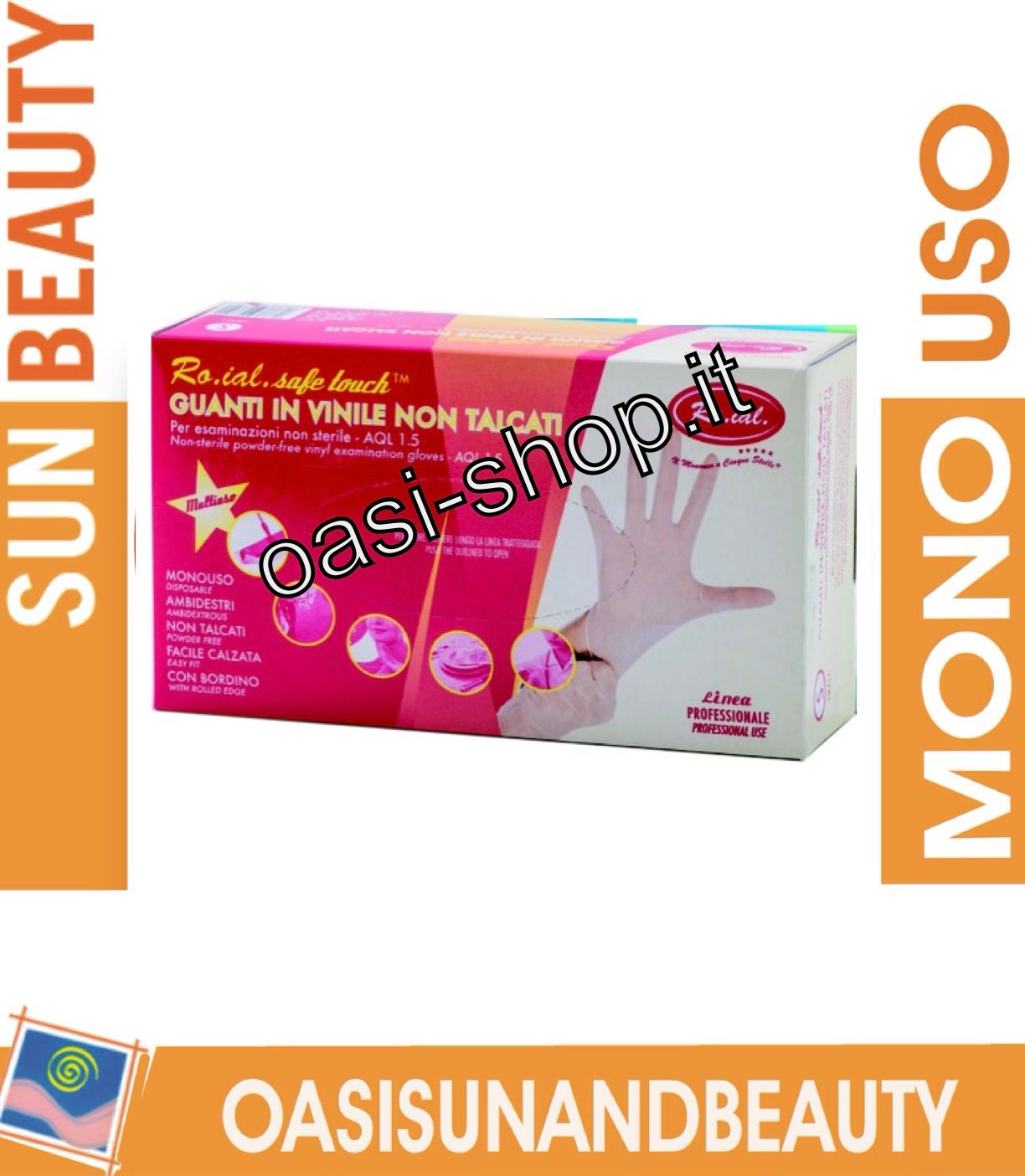 M Guanti dispenser in vinile non talcati 100pz  Ro.ial